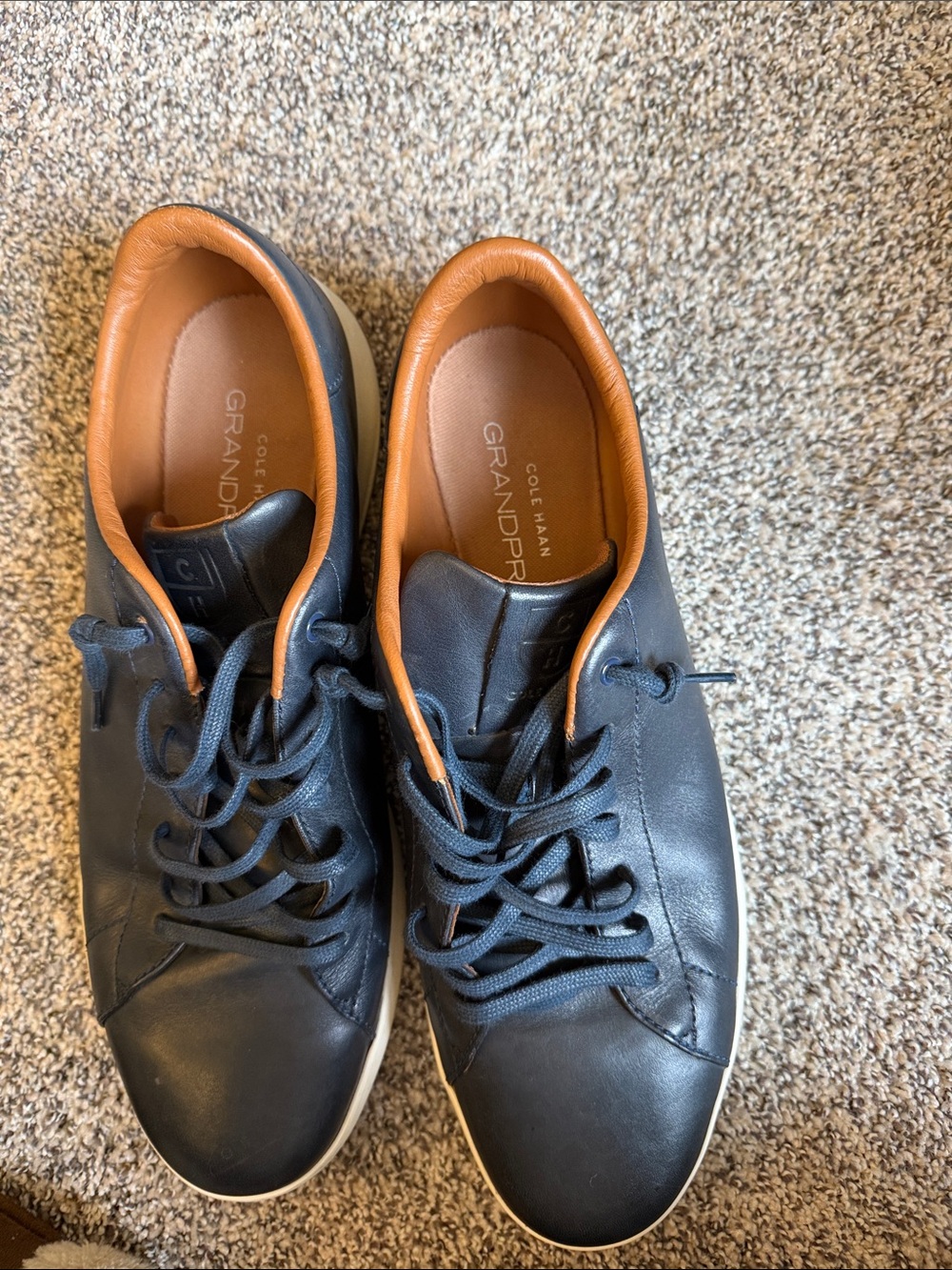 Men’s Cole Haan Navy Leather Sneakers with Tan Lining